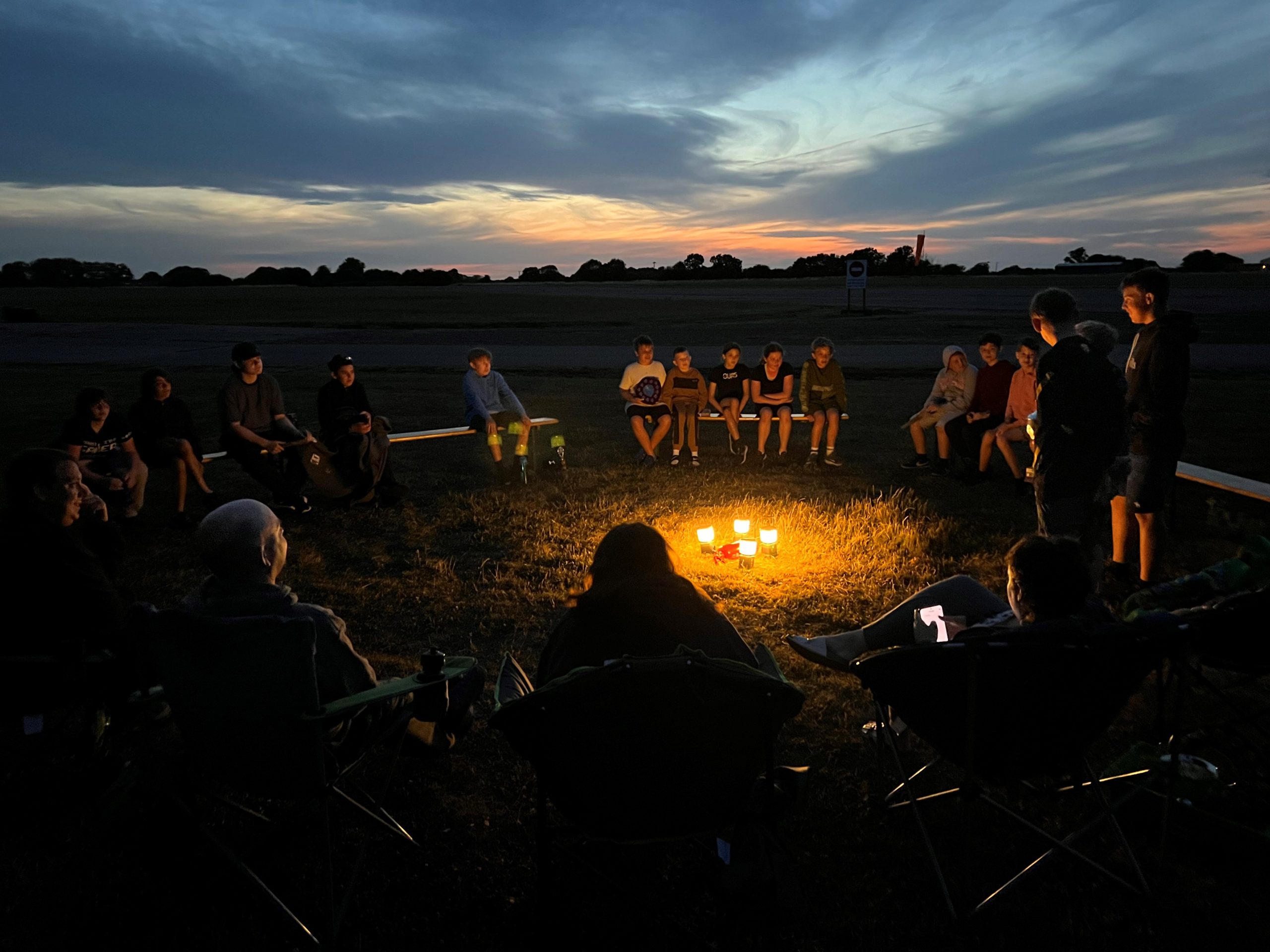 1st Carlton Colville Air Scouts from Lowestoft enjoy their yearly campfire and awards ceremony at Seething Airfield